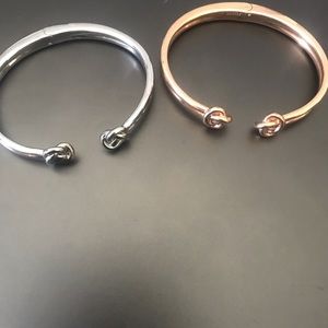 Silver and rose gold bracelets